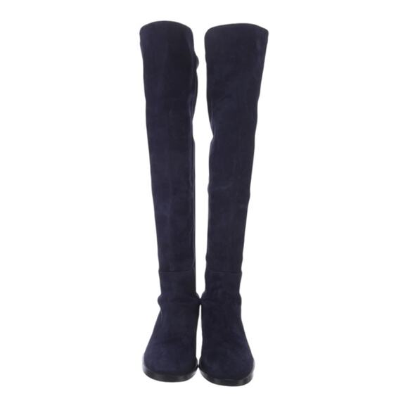 Stuart Weitzman Women's Blue Midland Nice Knee High Riding Heeled Boots Size 5.5 - Picture 5 of 6